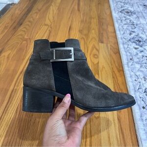 Aquatalia side buckle suede ankle bootie